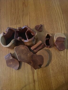 Handcrafted Natural Wood Puzzle Box Set - Brown